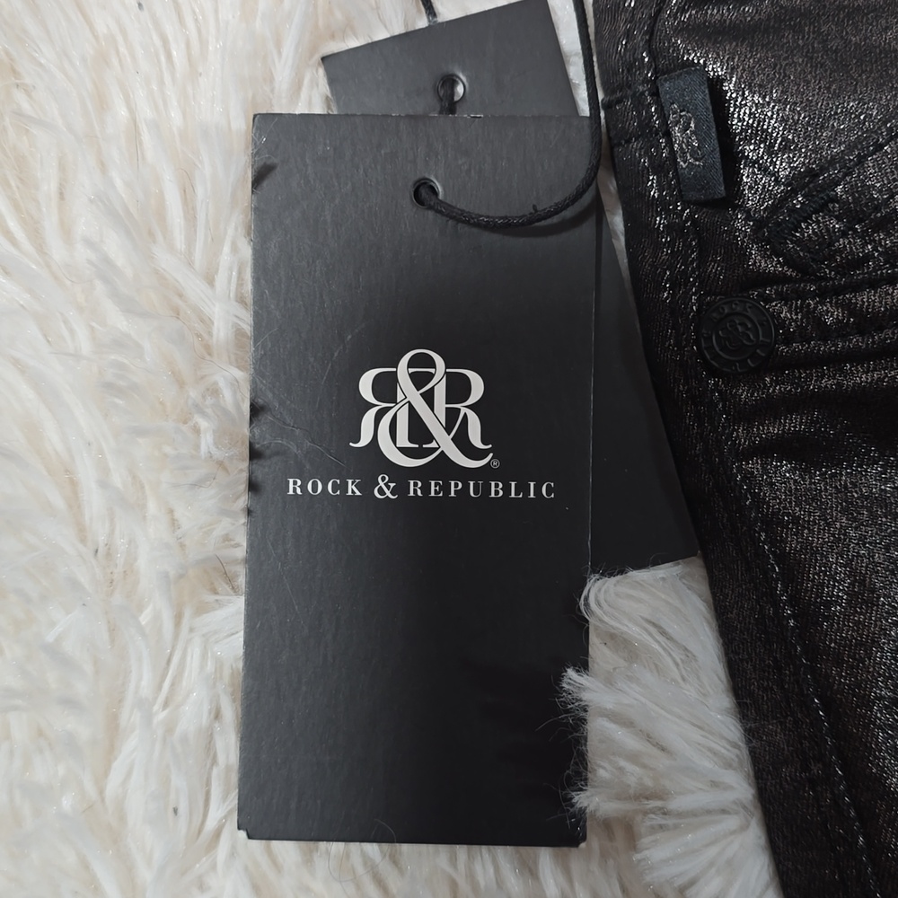 Rock & Republic Shiny Metallic "Kashmiere" Skinny Jeans Size 8 NWT - Picture 2 of 13